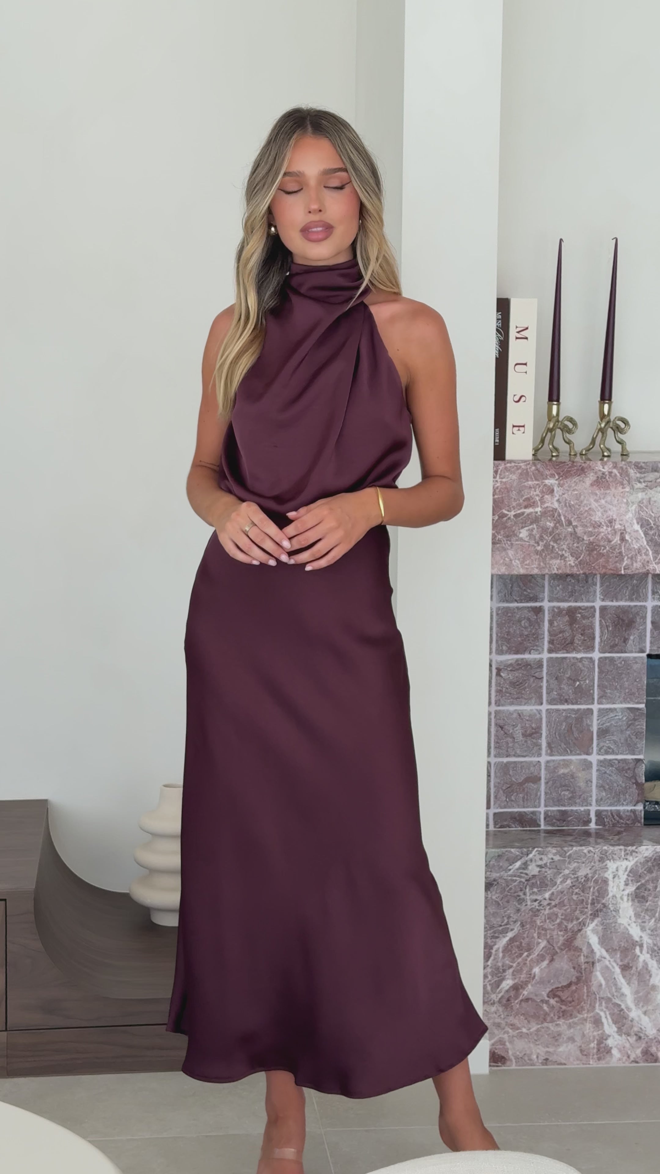 Load video: Esther Maxi Dress - Chocolate - Billy J