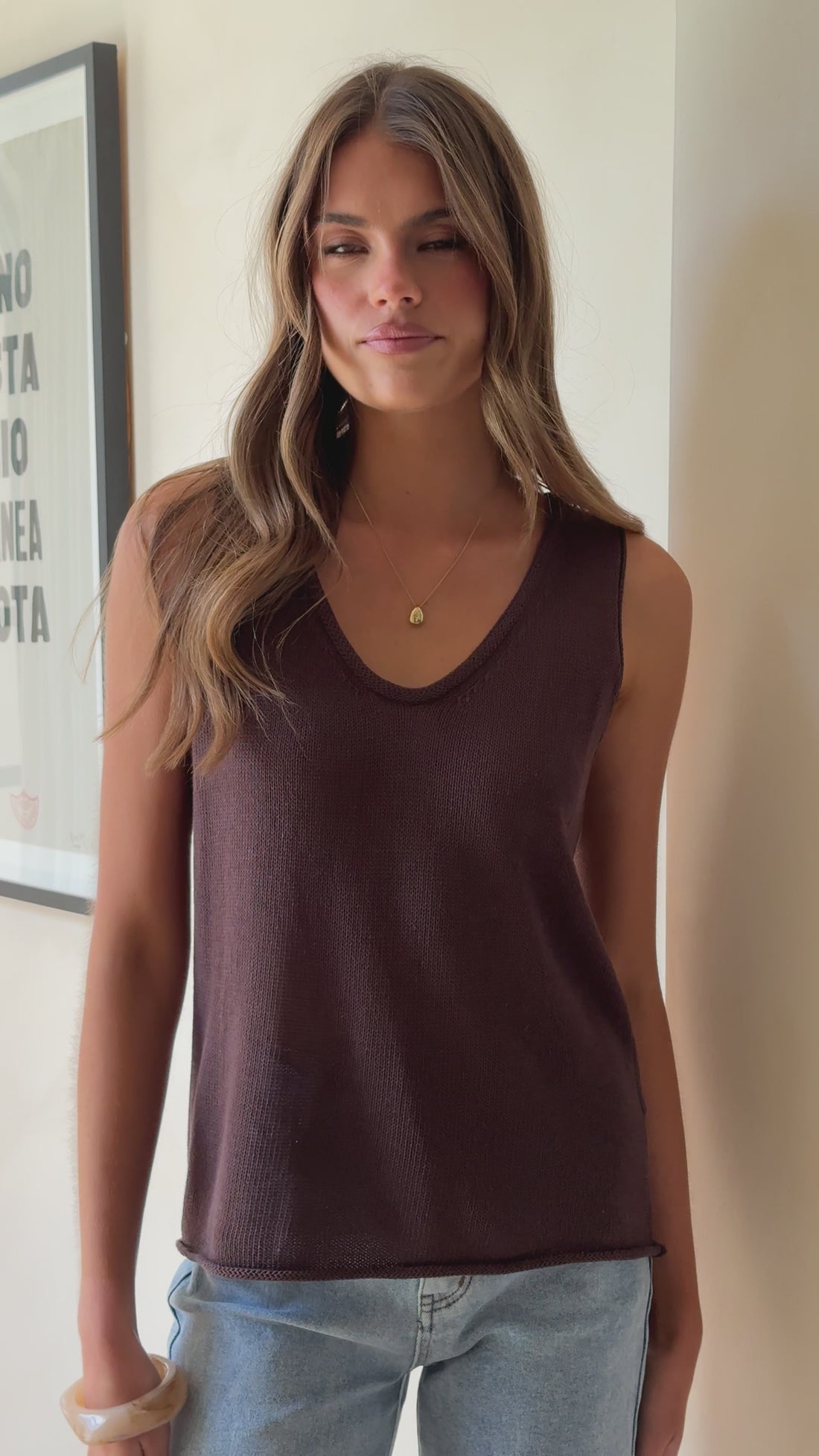 Annie Scoop Neck Tank - Chocolate - Billy J