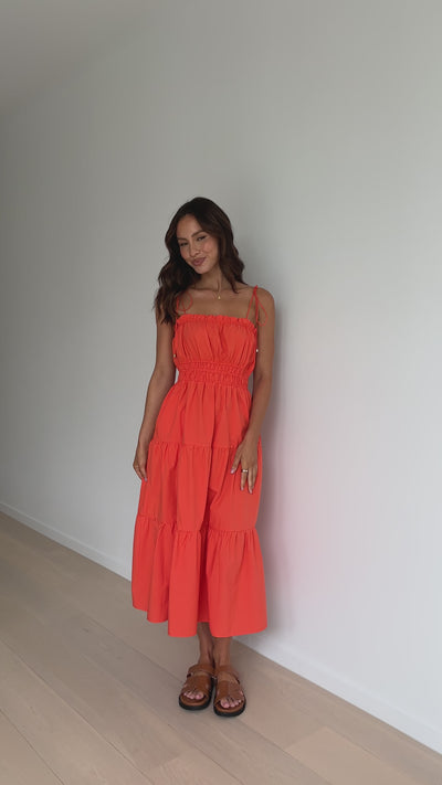 Load and play video in Gallery viewer, Samaya Midi Dress - Melon
