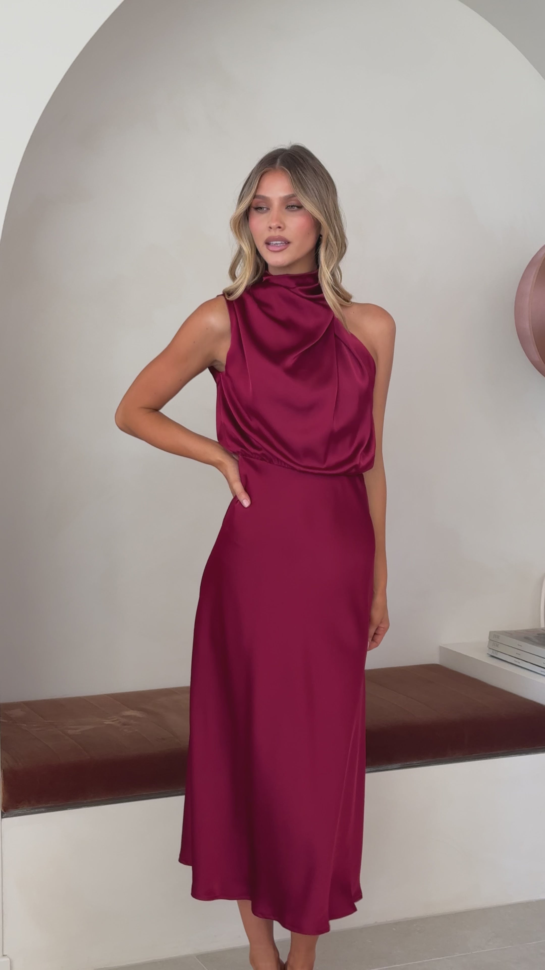 Load video: Esther Maxi Dress - Wine - Billy J