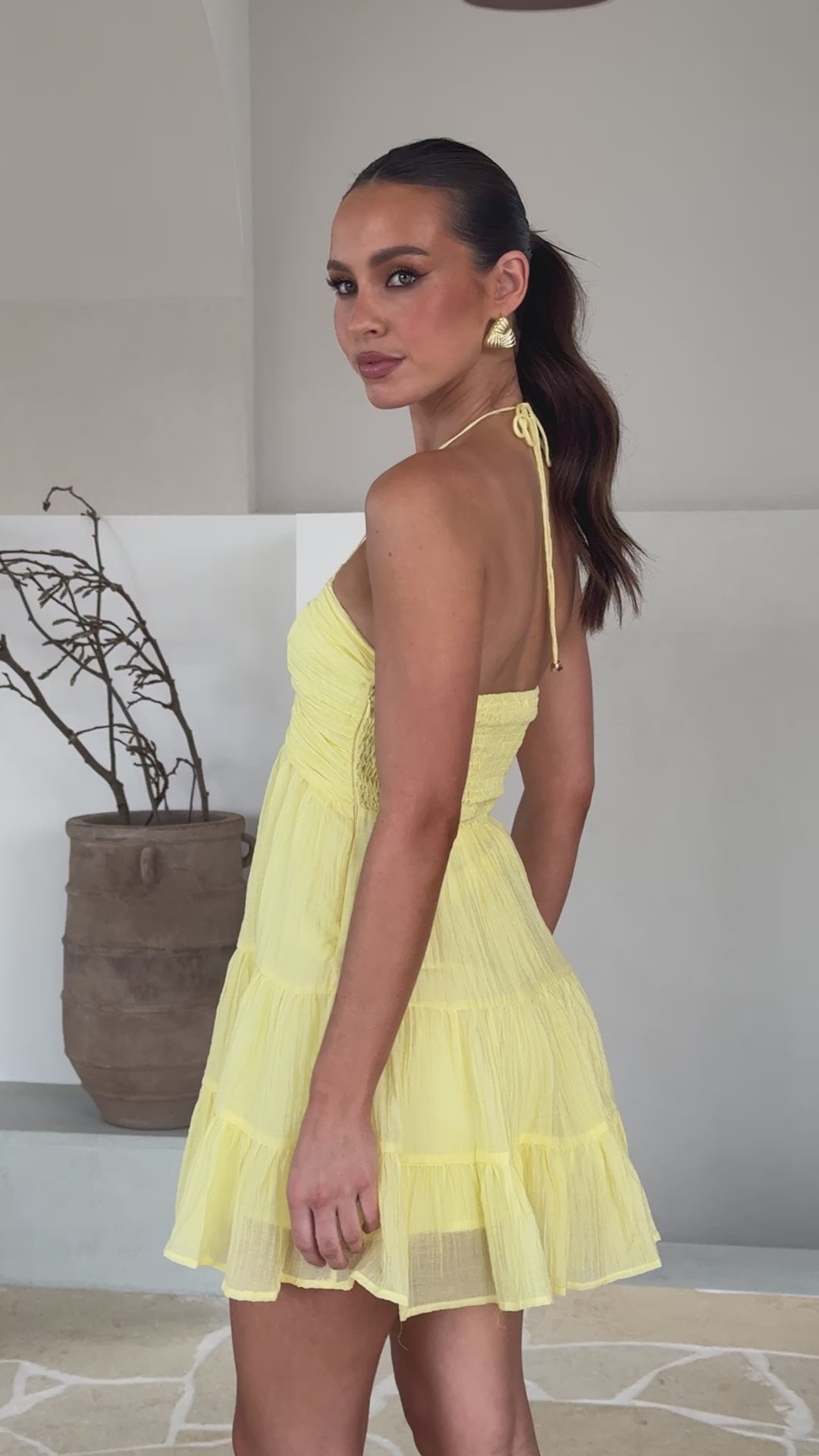 Taffeta Mini Dress - Yellow