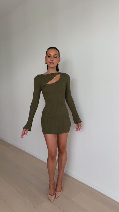 Load and play video in Gallery viewer, Ellison Mini Dress - Khaki
