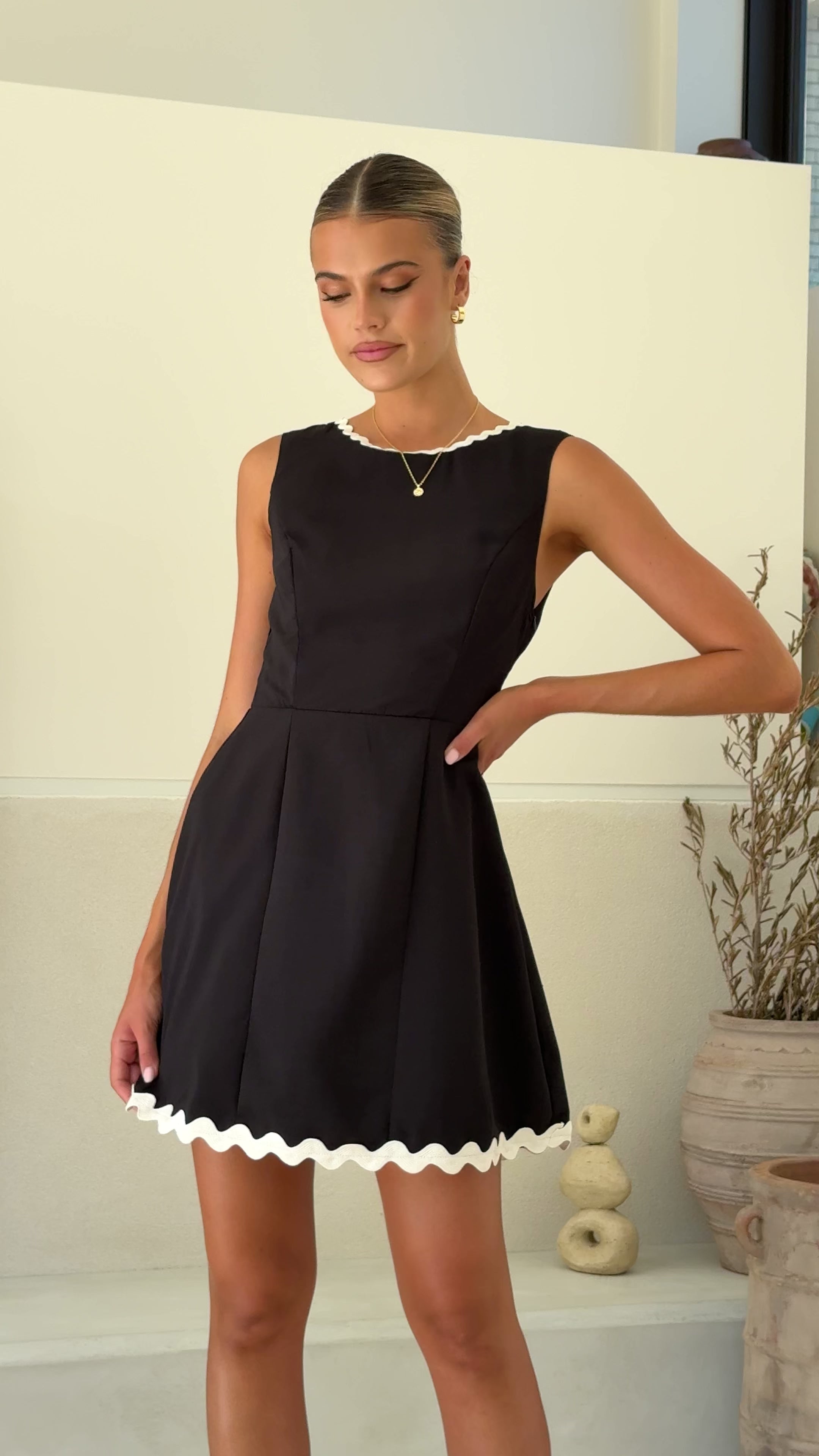 Aceline Mini Dress - Black/White