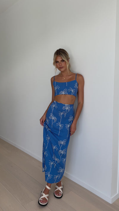 Load and play video in Gallery viewer, Trisha Maxi Skirt - Blue Palm
