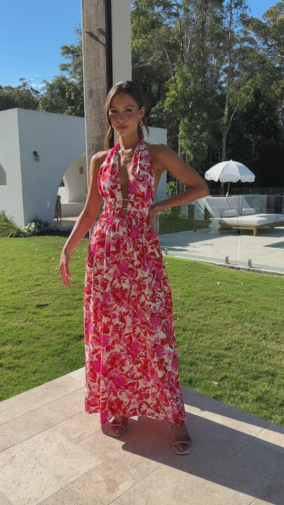 Load and play video in Gallery viewer, Vanessa Maxi Dress - Pink/Red Floral

