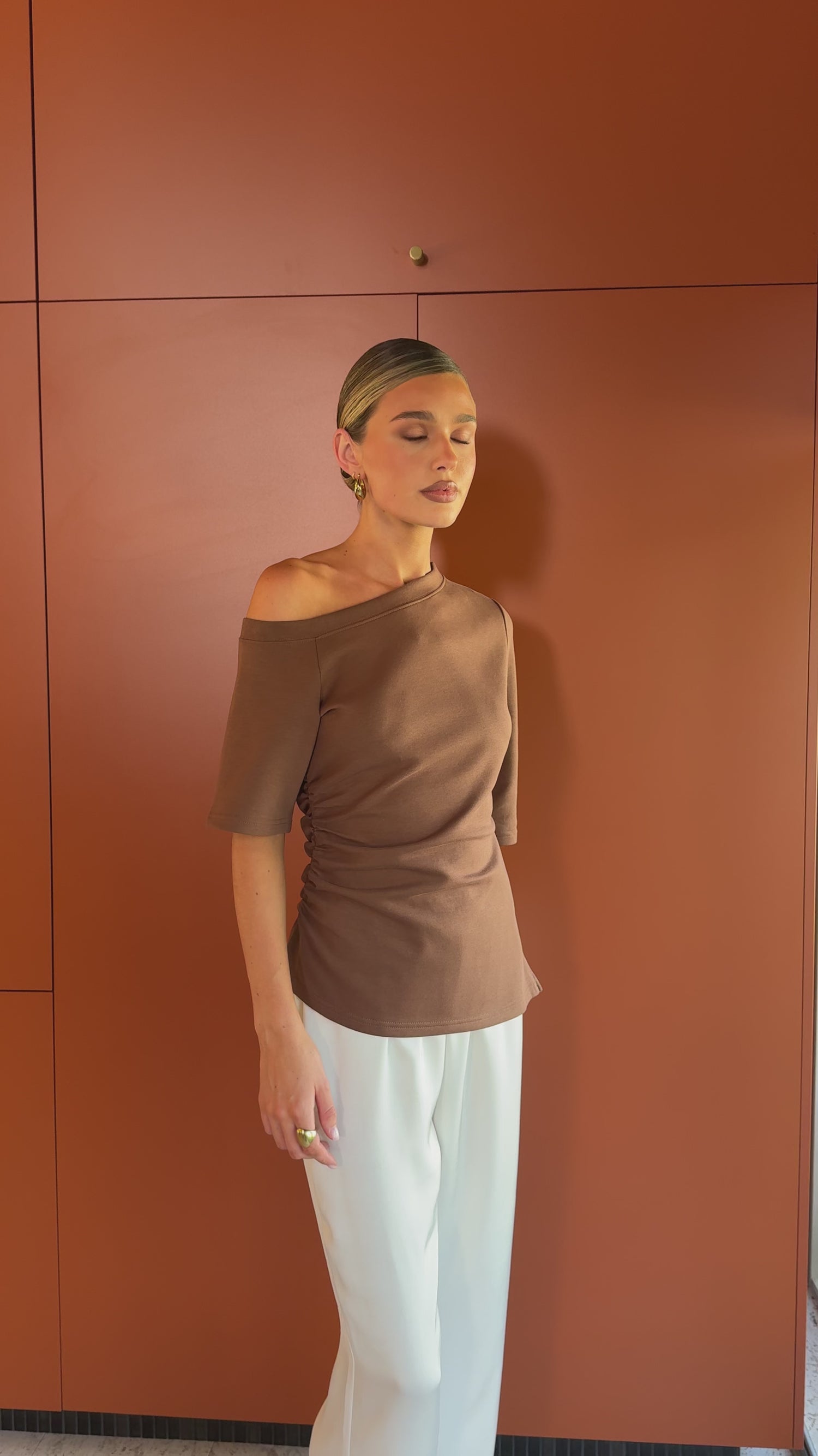 Delicia Off Shoulder Top - Chocolate - Billy J