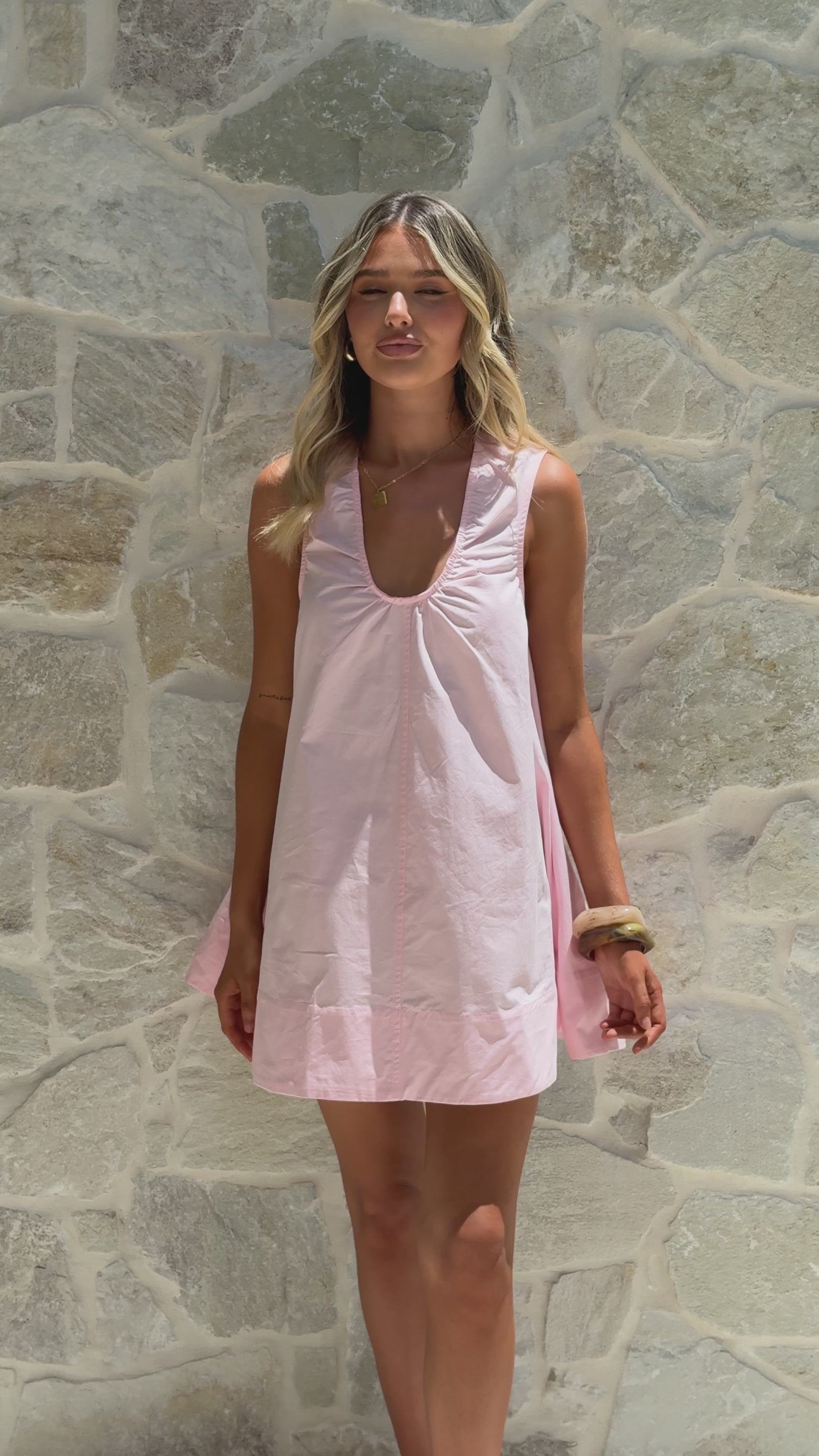 Load video: Vika Mini Dress - Pink - Billy J
