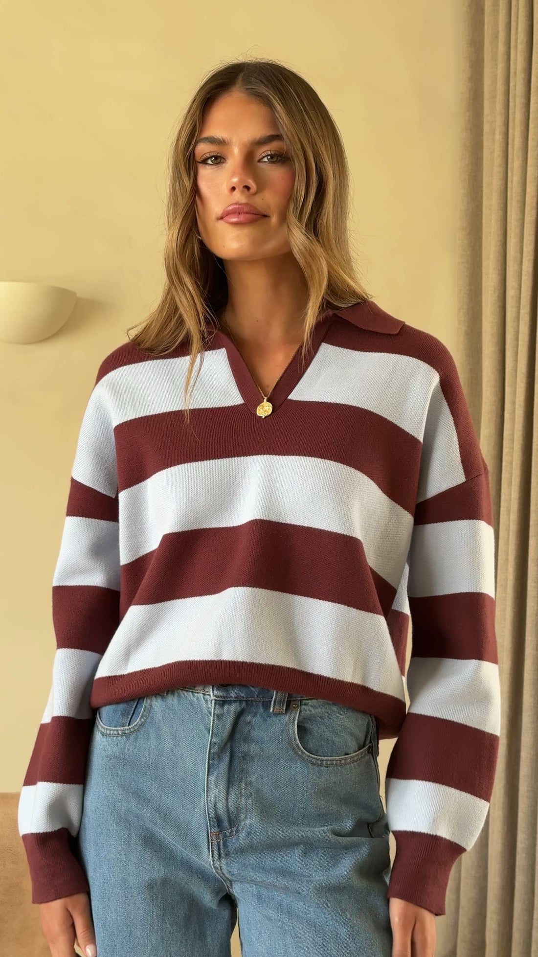 Kodi Sweater - Blue/Brown Stripe - Billy J
