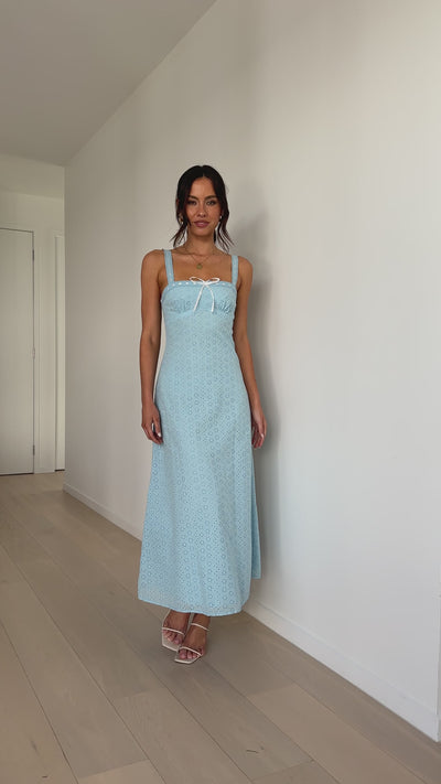 Load and play video in Gallery viewer, Romy Maxi Dress - Blue / White
