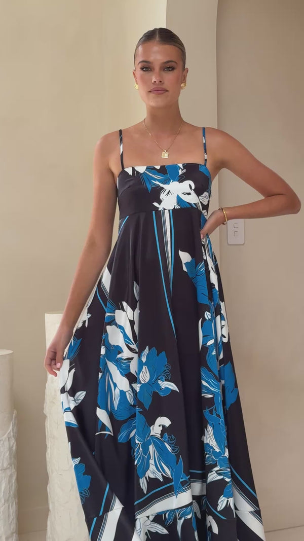 Kaethe Maxi Dress - Black/Blue - Billy J
