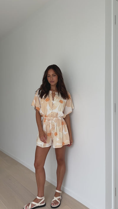 Load and play video in Gallery viewer, Santorini Playsuit - Buttercup Floral
