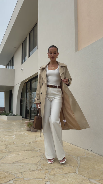 Load and play video in Gallery viewer, Samara Trench Coat - Beige
