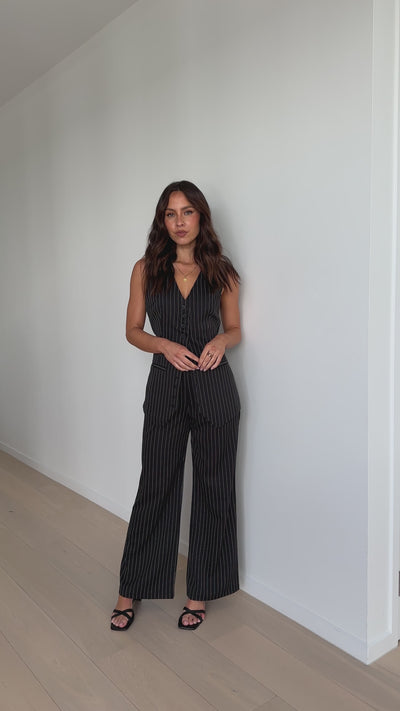Load and play video in Gallery viewer, Pilar Pants - Black Pinstripe
