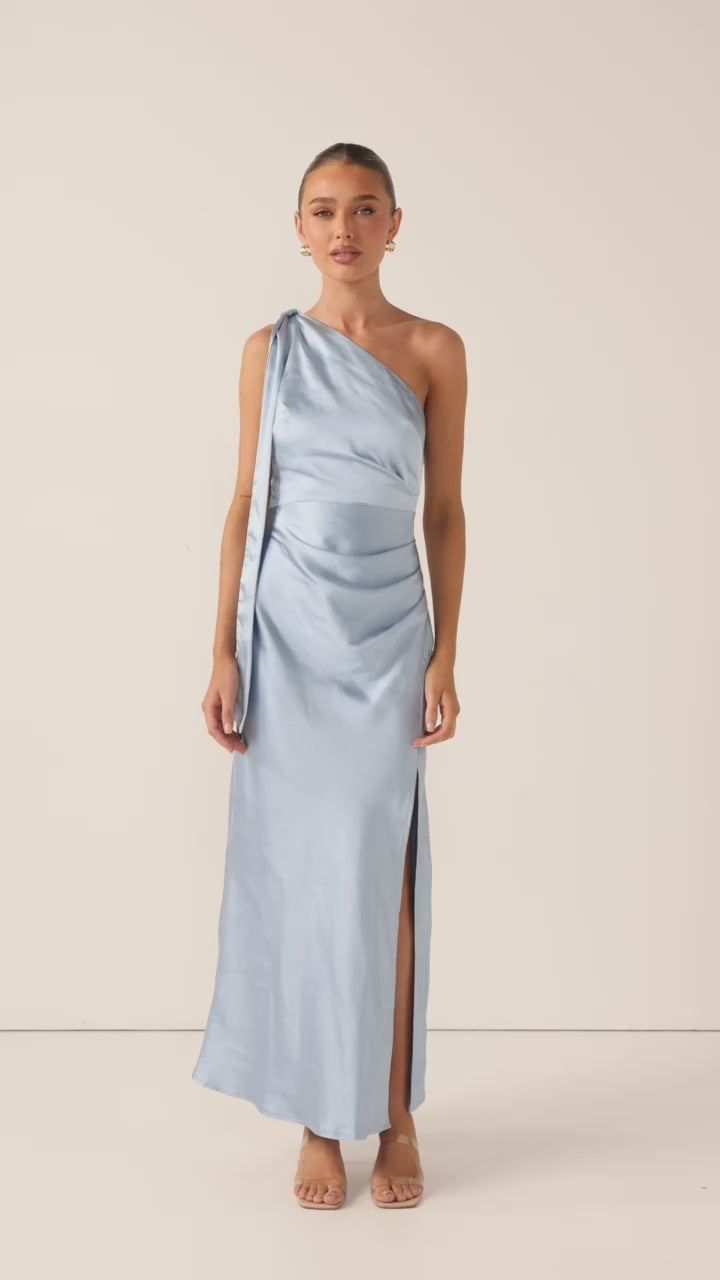 Load video: Halle One Shoulder Maxi Dress - Blue