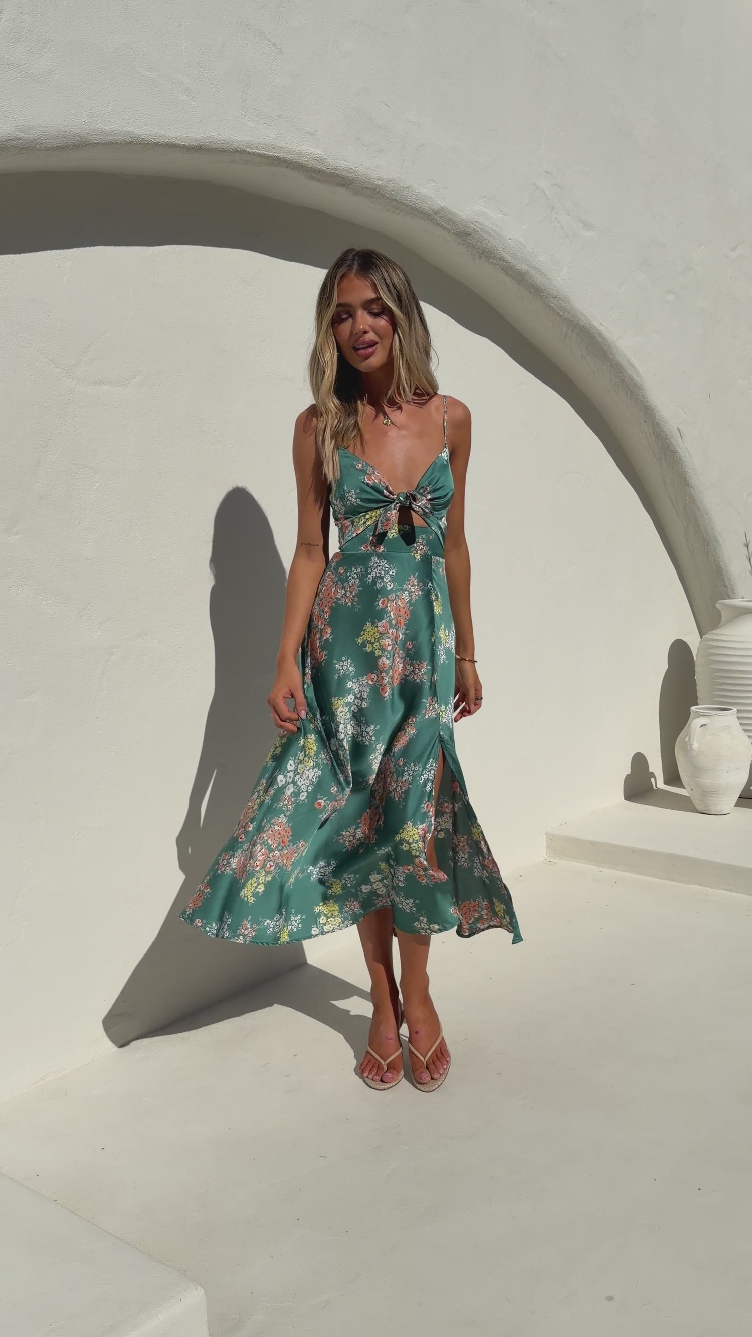 Dreamers Midi Dress - Green Floral - Billy J