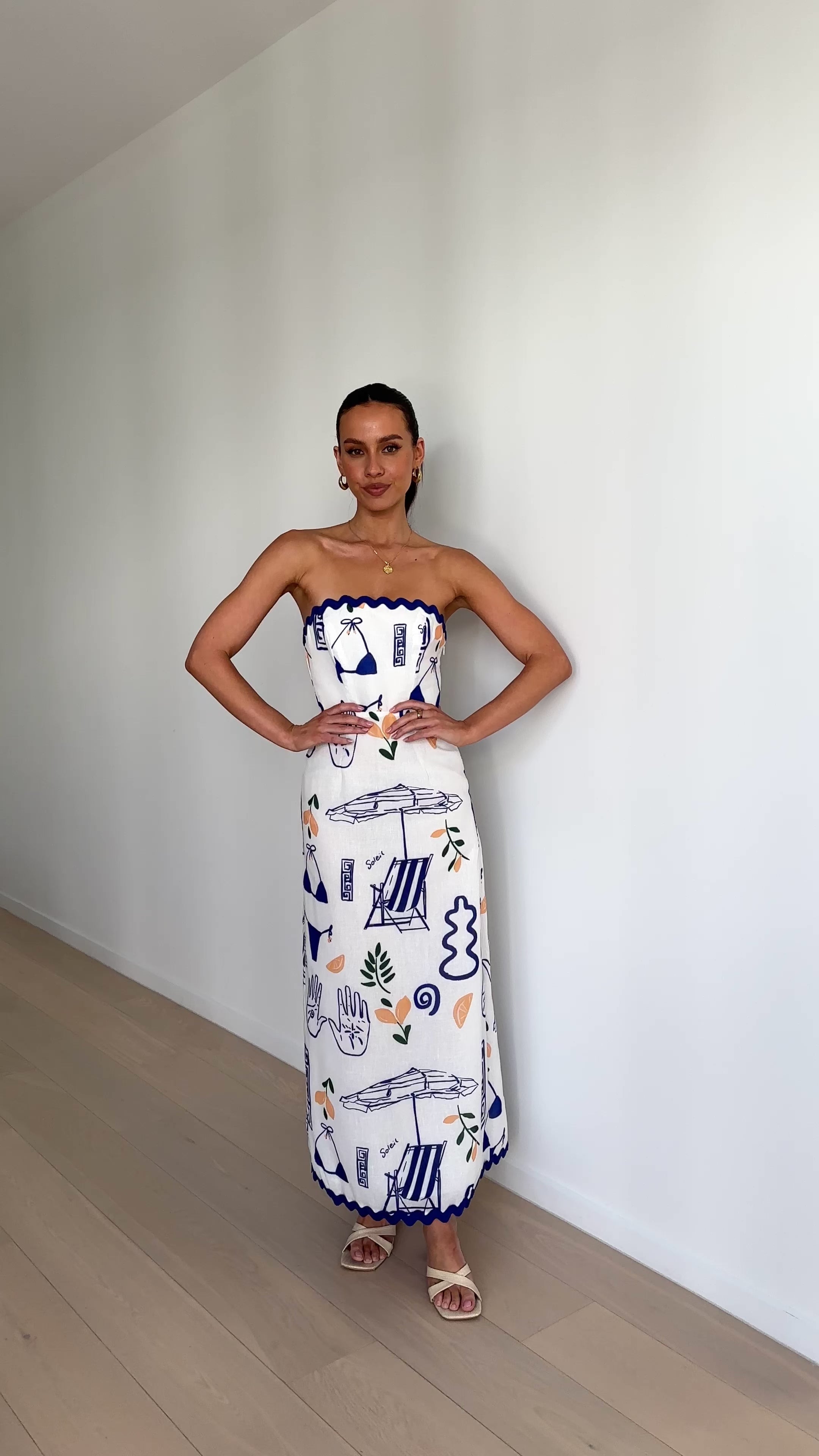 Rafa Maxi Dress - White / Blue Print