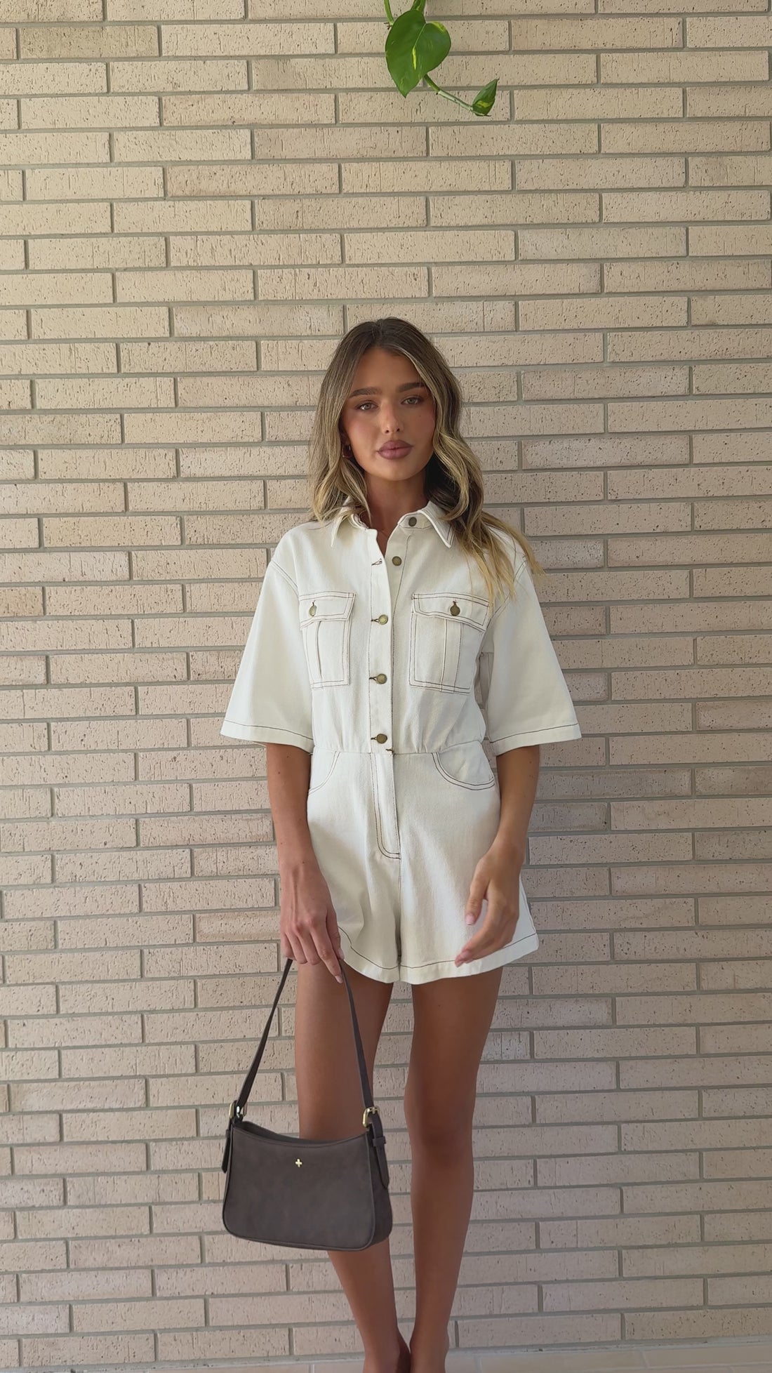 Rayla Denim Playsuit - White - Billy J