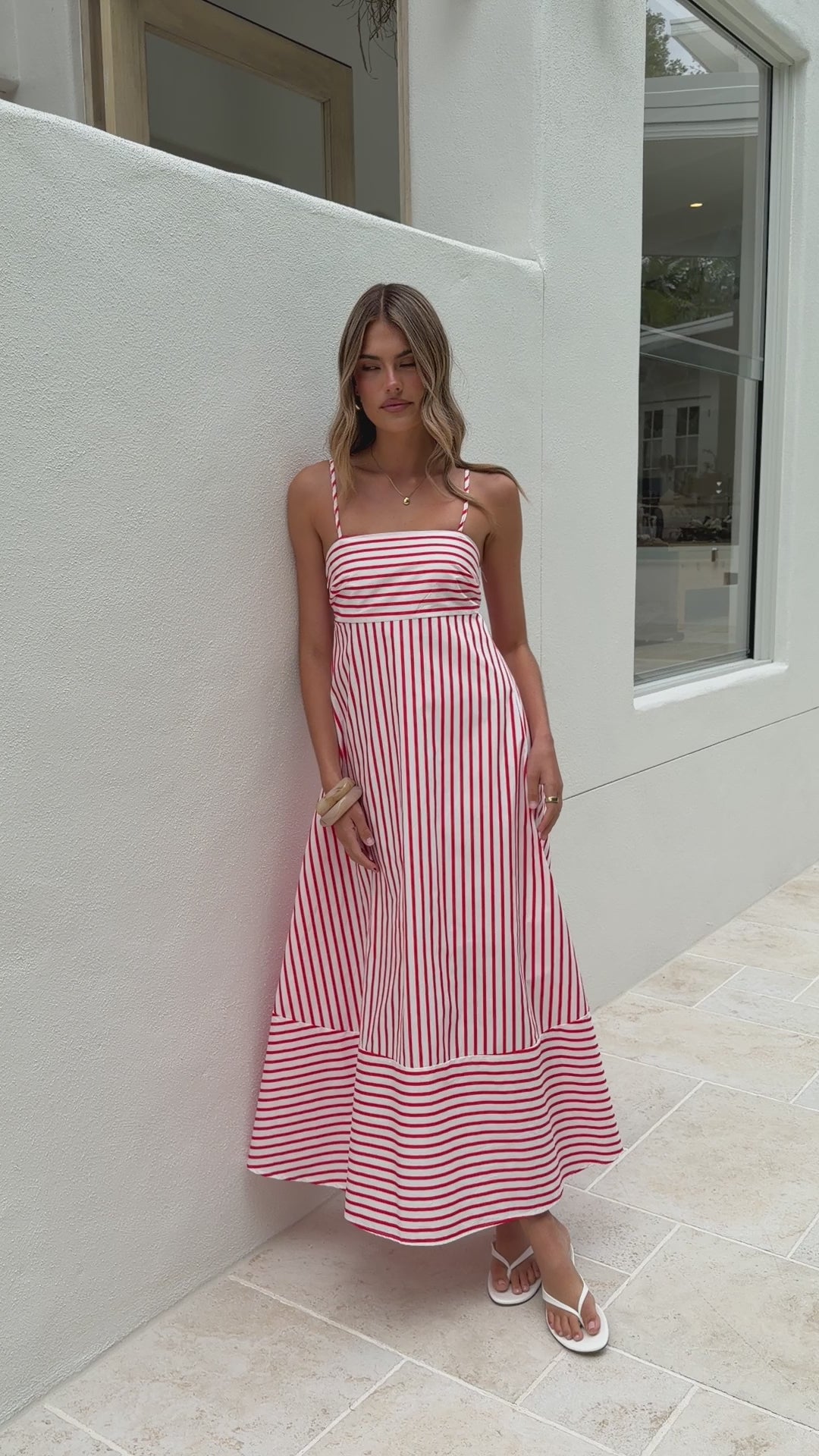 Load video: Marcel Maxi Dress - Red/White Stripe