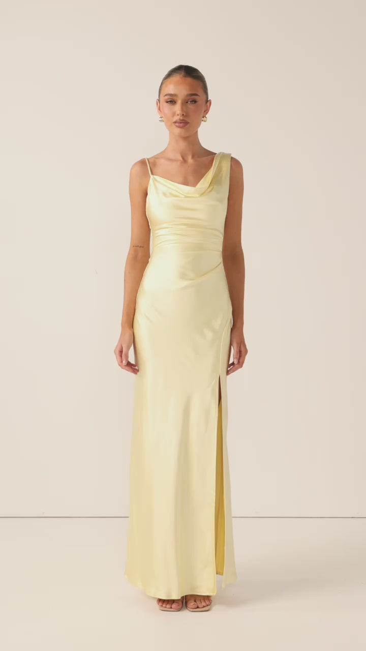 Load video: Iris Asymmetrical Maxi Dress - Yellow