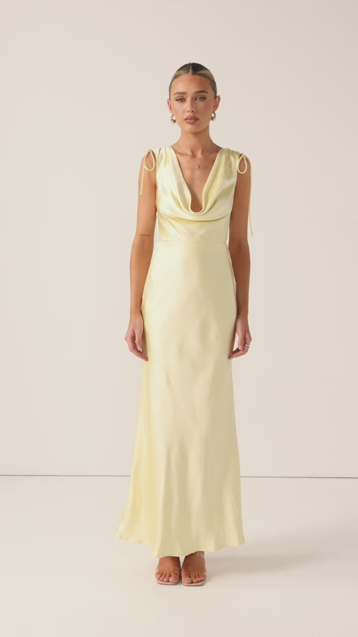 Madeline Cowl Neck Maxi Dress - Yellow - Billy J