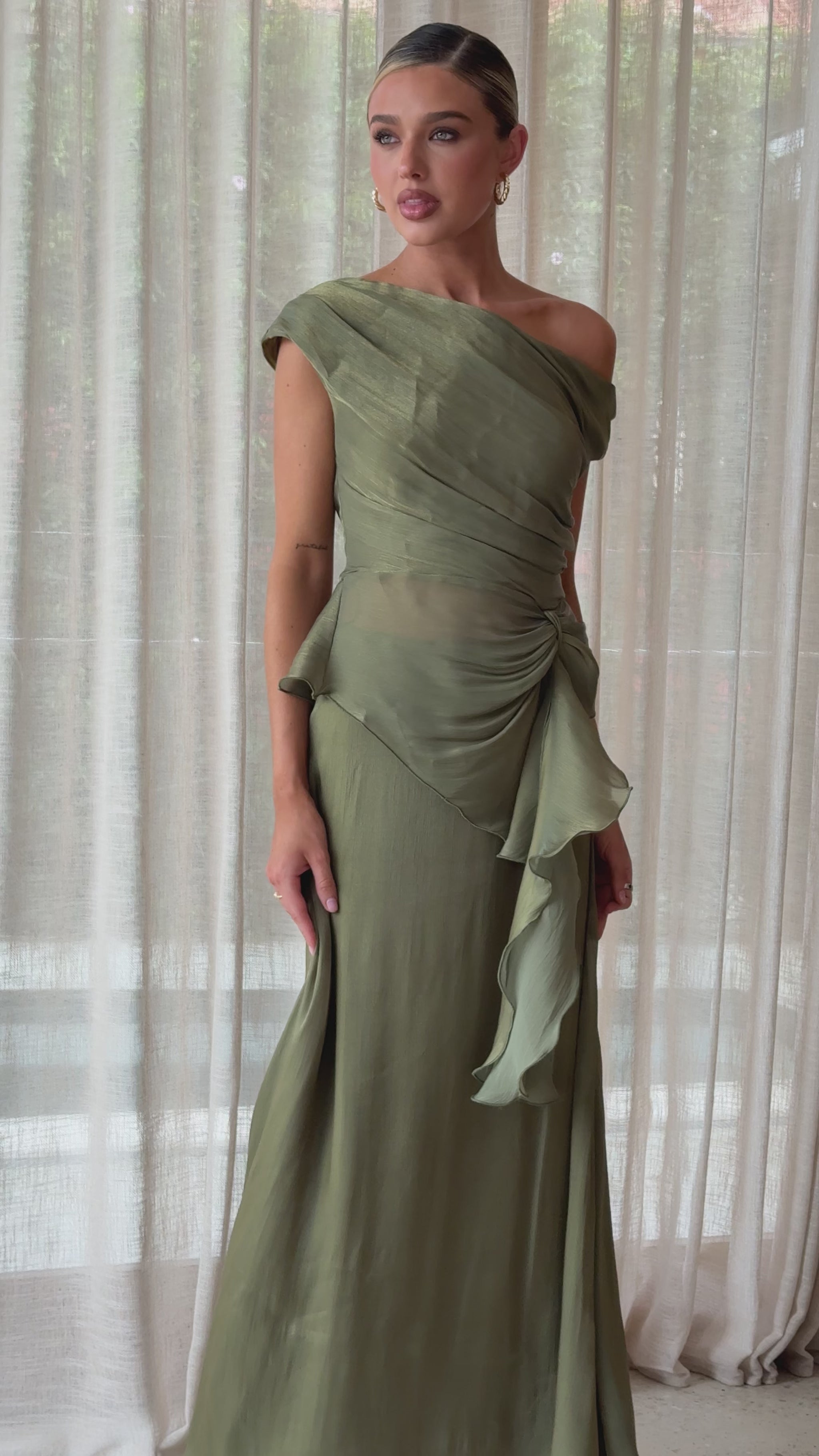 Amari Top and Maxi Skirt Set - Olive - Billy J