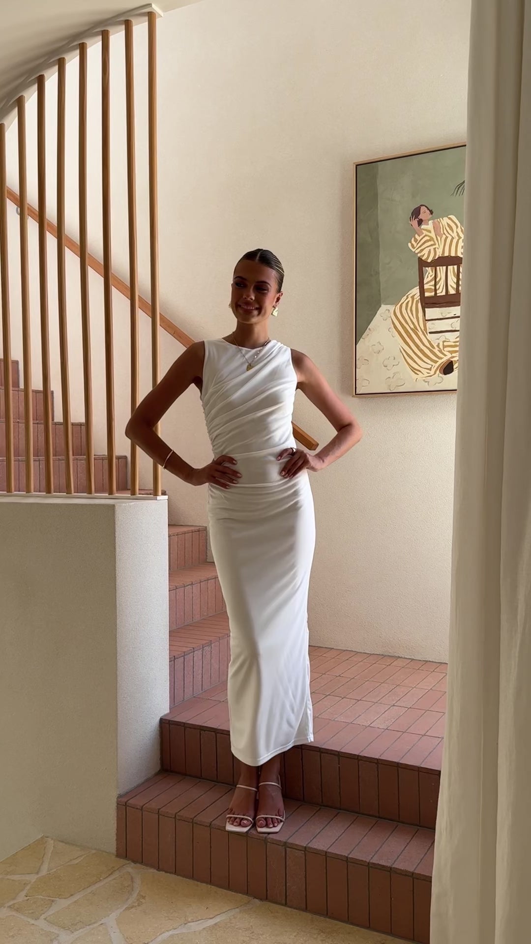 Sarsha Boatneck Maxi Dress - White - Billy J