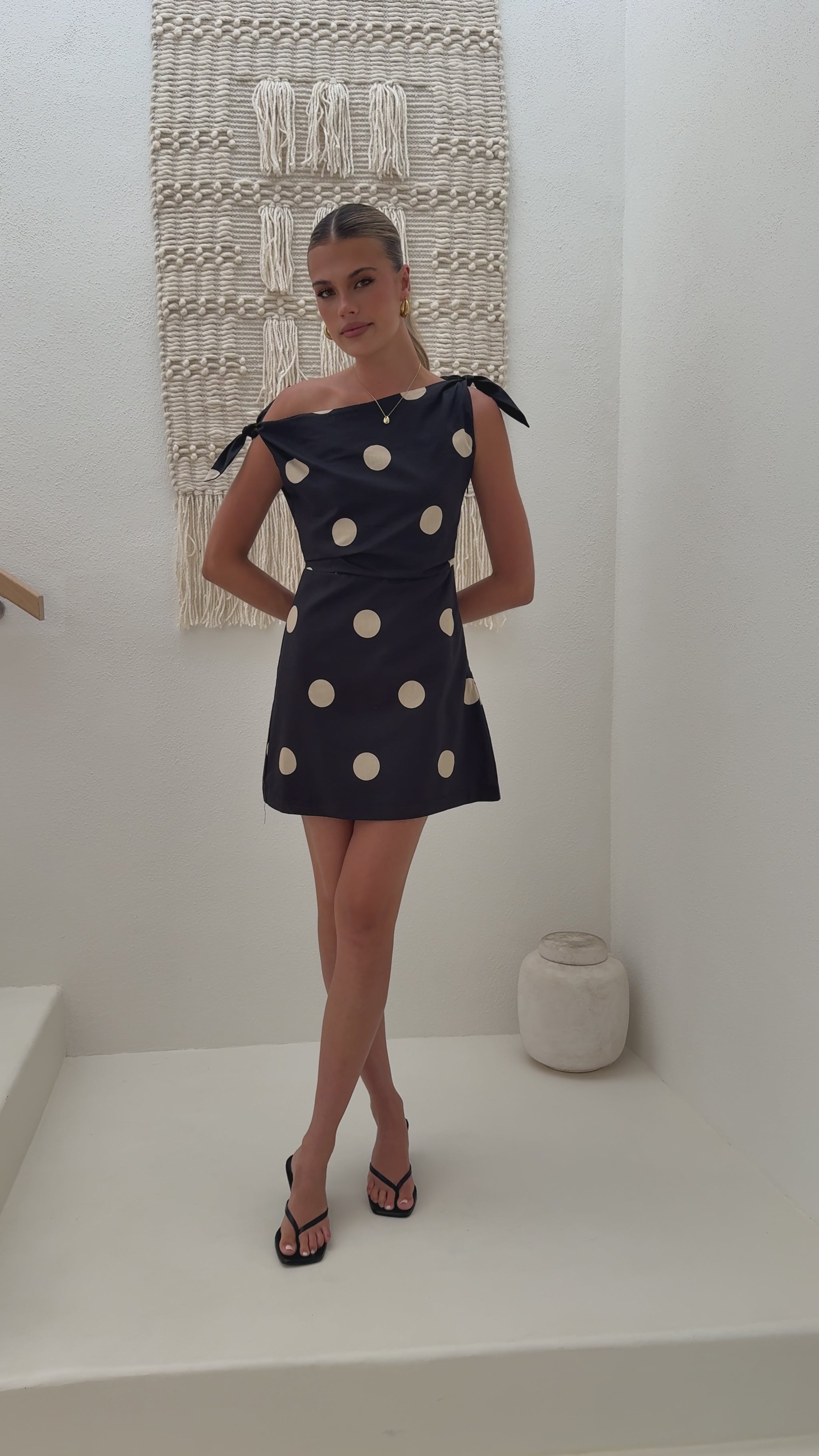 Ebbe Mini Dress - Black/Cream Polka - Billy J
