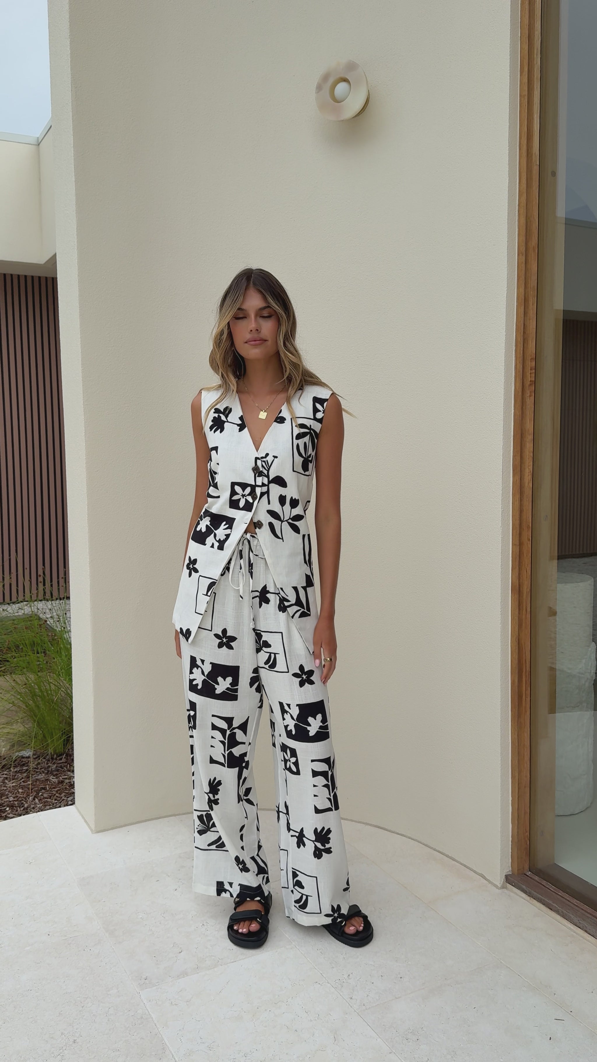Samaya Pants - White/Black Print - Billy J