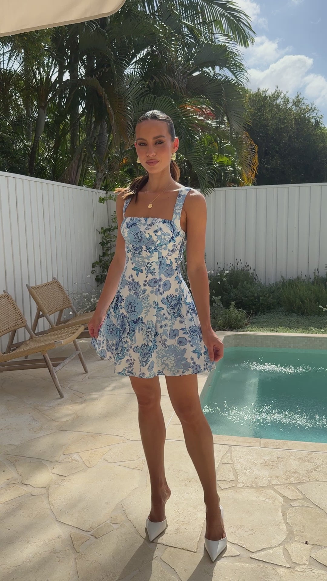 Tamah Mini Dress - Blue Floral