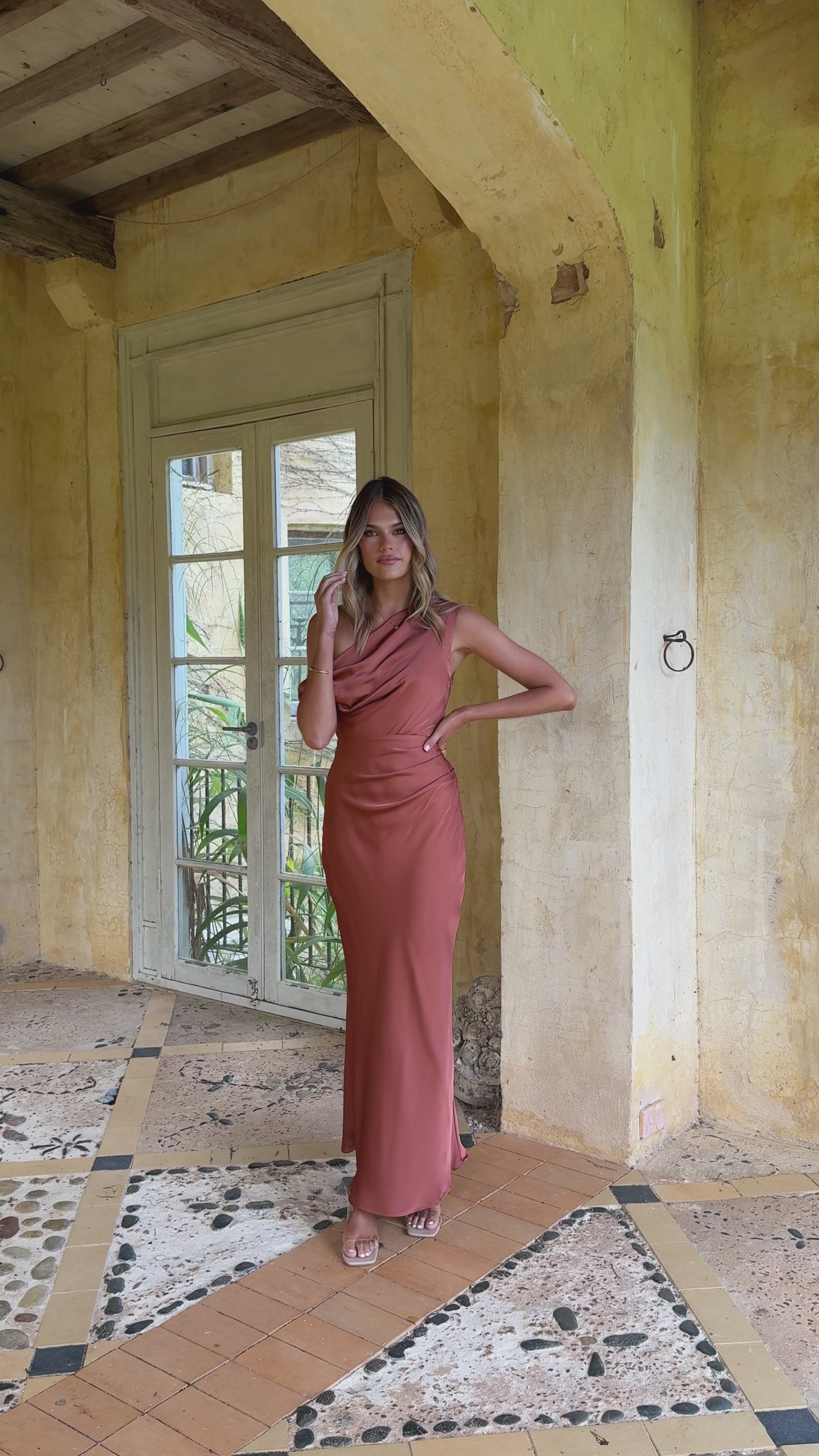 Load video: Gigi Maxi Dress - Copper - Billy J