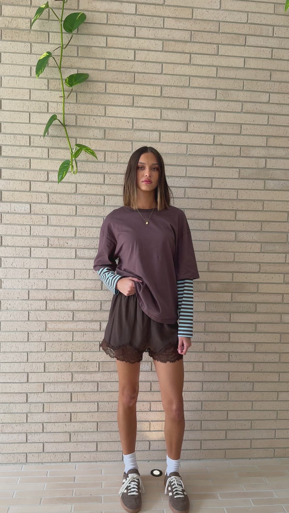 Noah Long Sleeve Top - Chocolate/Blue - Billy J