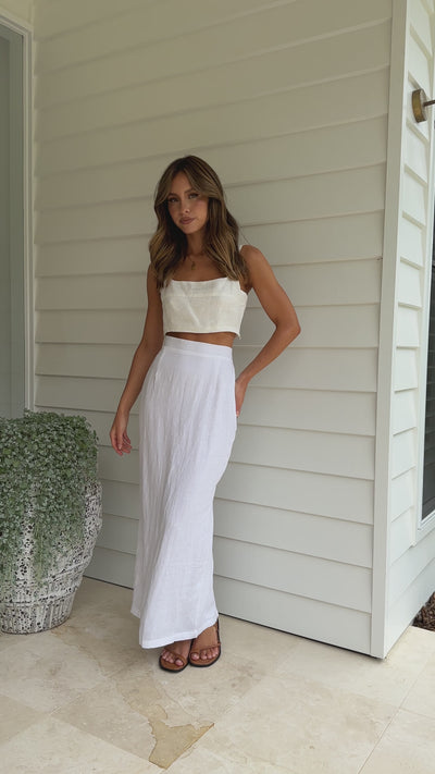 Load and play video in Gallery viewer, Lola Maxi Skirt - White
