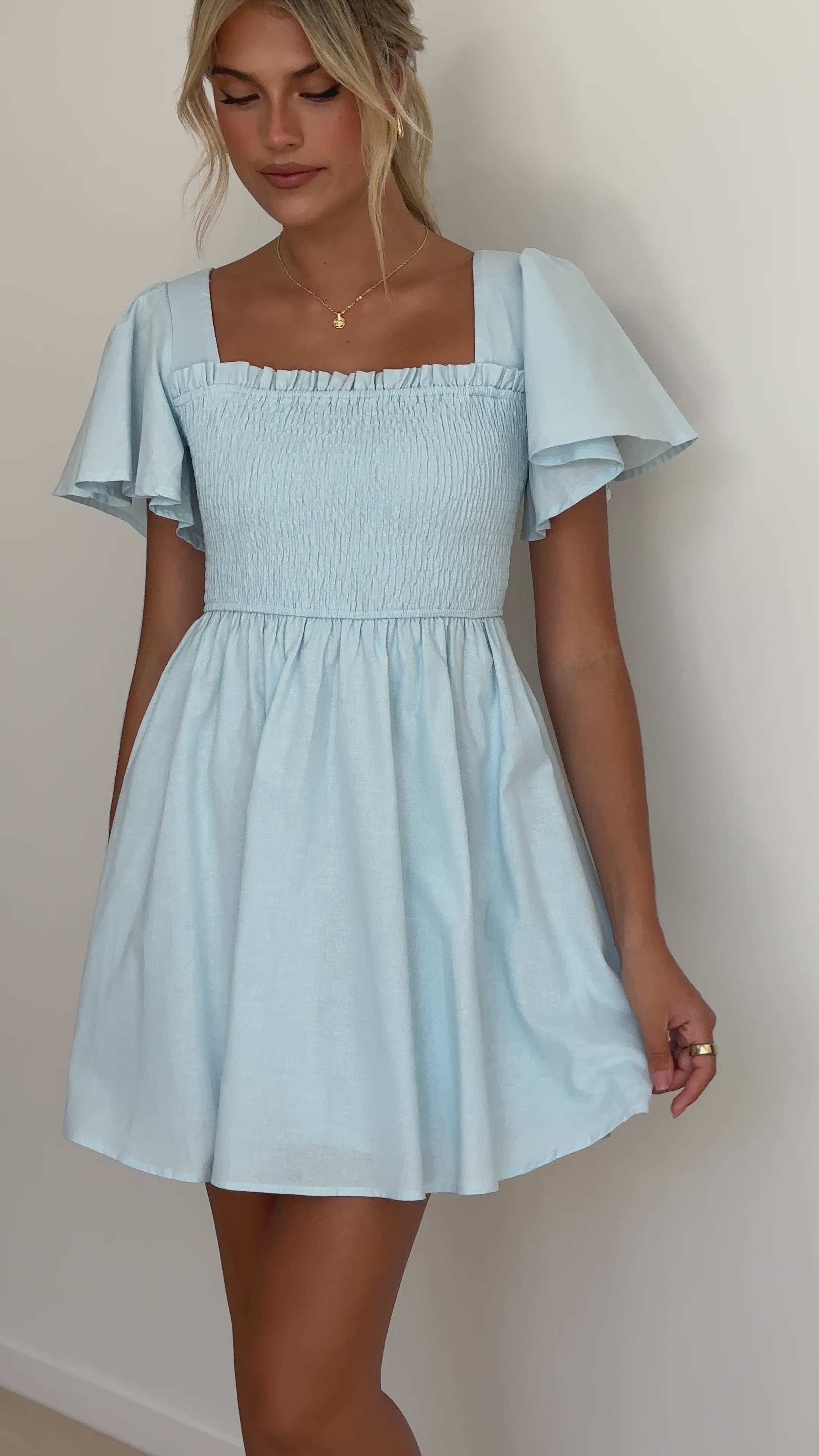 Molly Mini Dress - Sky Blue