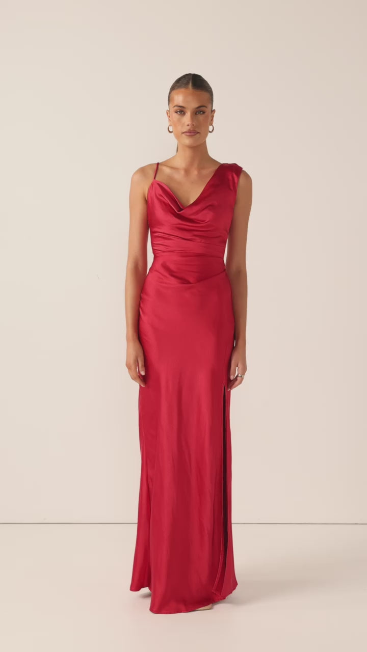 Iris Asymmetrical Maxi Dress - Red - Billy J