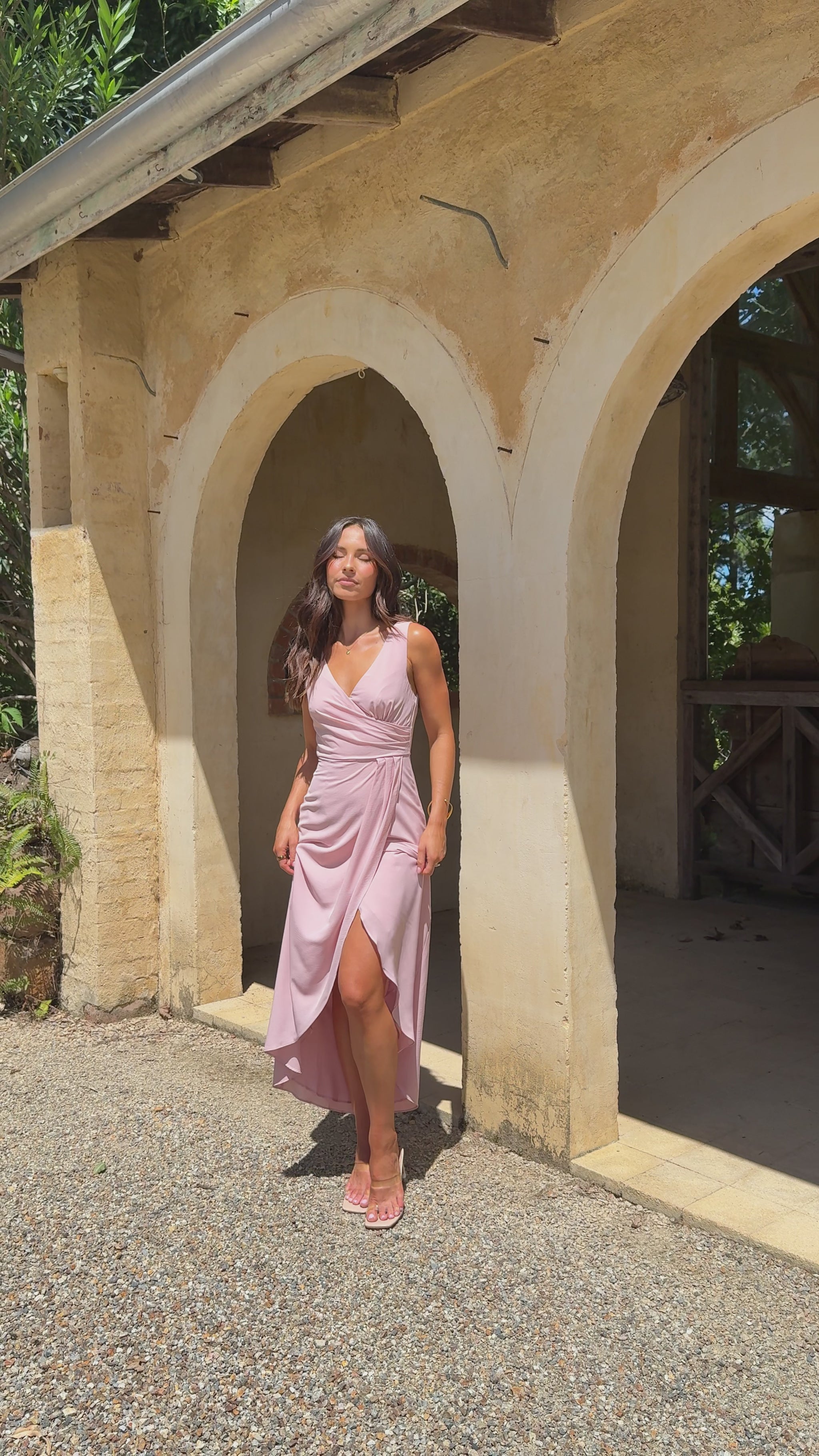 Pamela V Neck Maxi Dress - Dusty Pink - Billy J