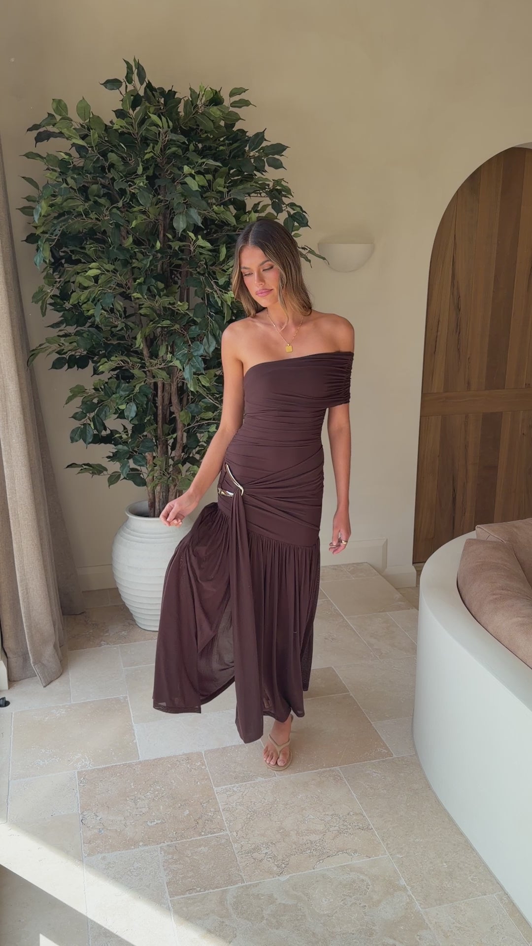 Dalia Maxi Dress - Chocolate - Billy J