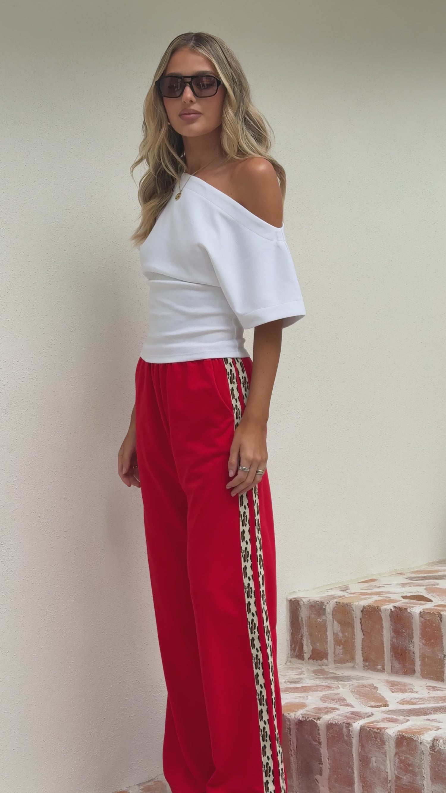 Hadley Pants - Red/Leopard Stripe - Billy J