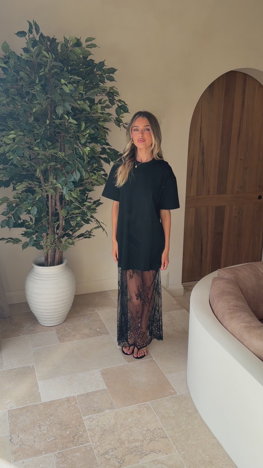 Load video: Kai Lace T-Shirt Maxi Dress - Black - Billy J