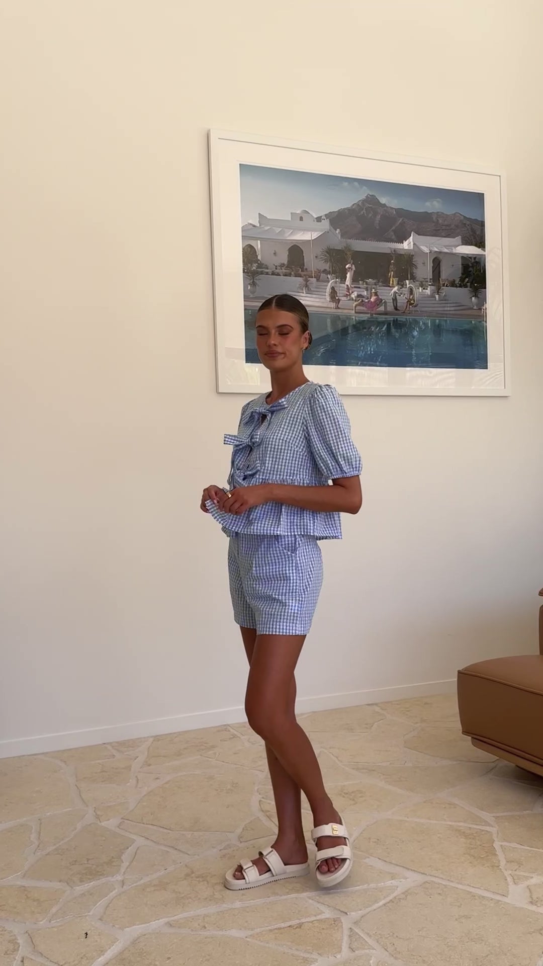 Belle Tie Front Shirt - Blue Check - Billy J
