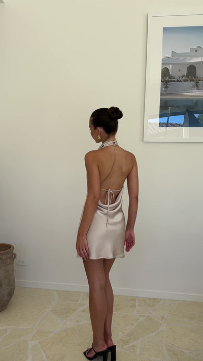 Load and play video in Gallery viewer, Rina Mini Dress - Champagne
