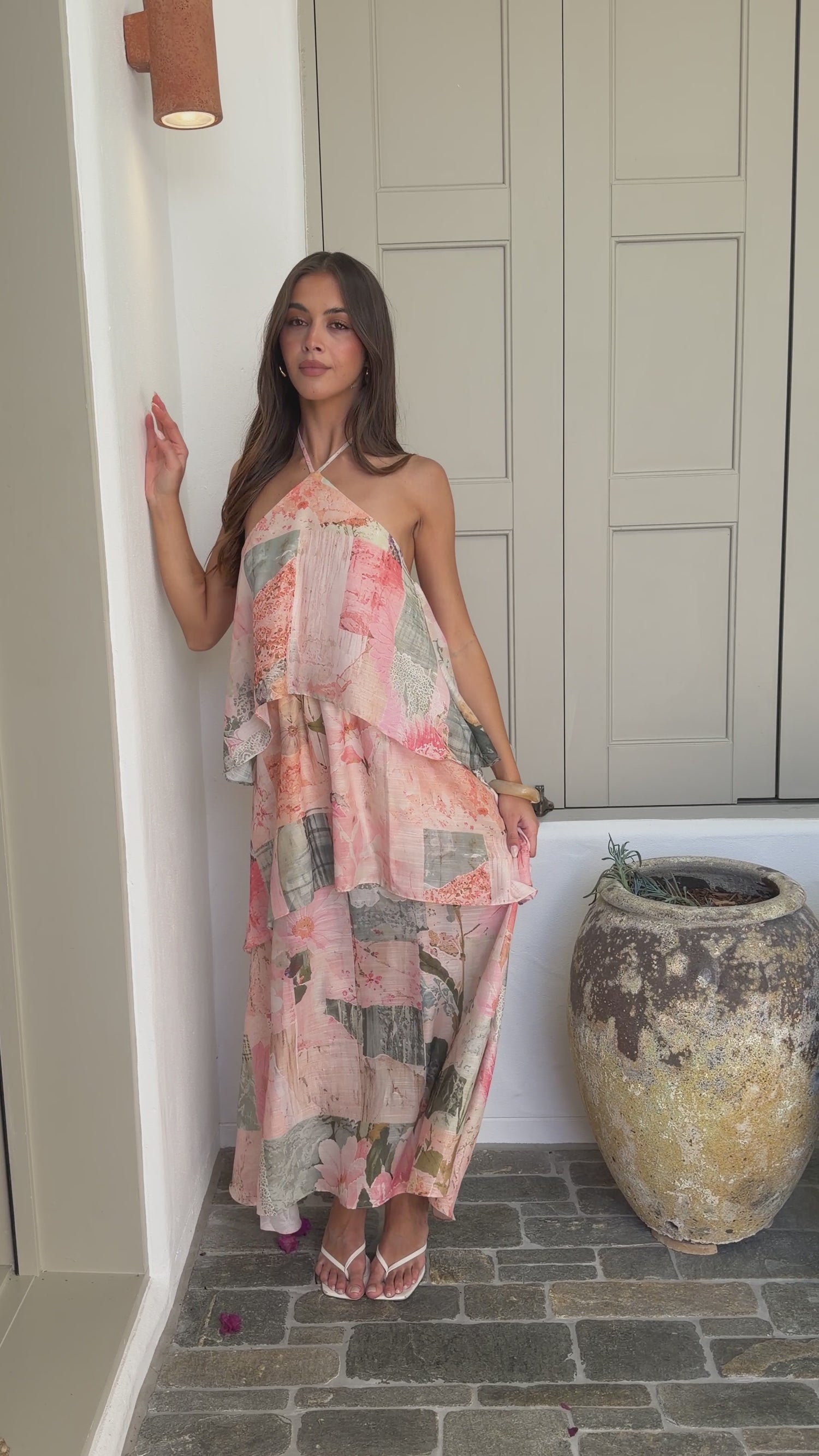 Zova Maxi Dress - Pink/Green Floral - Billy J