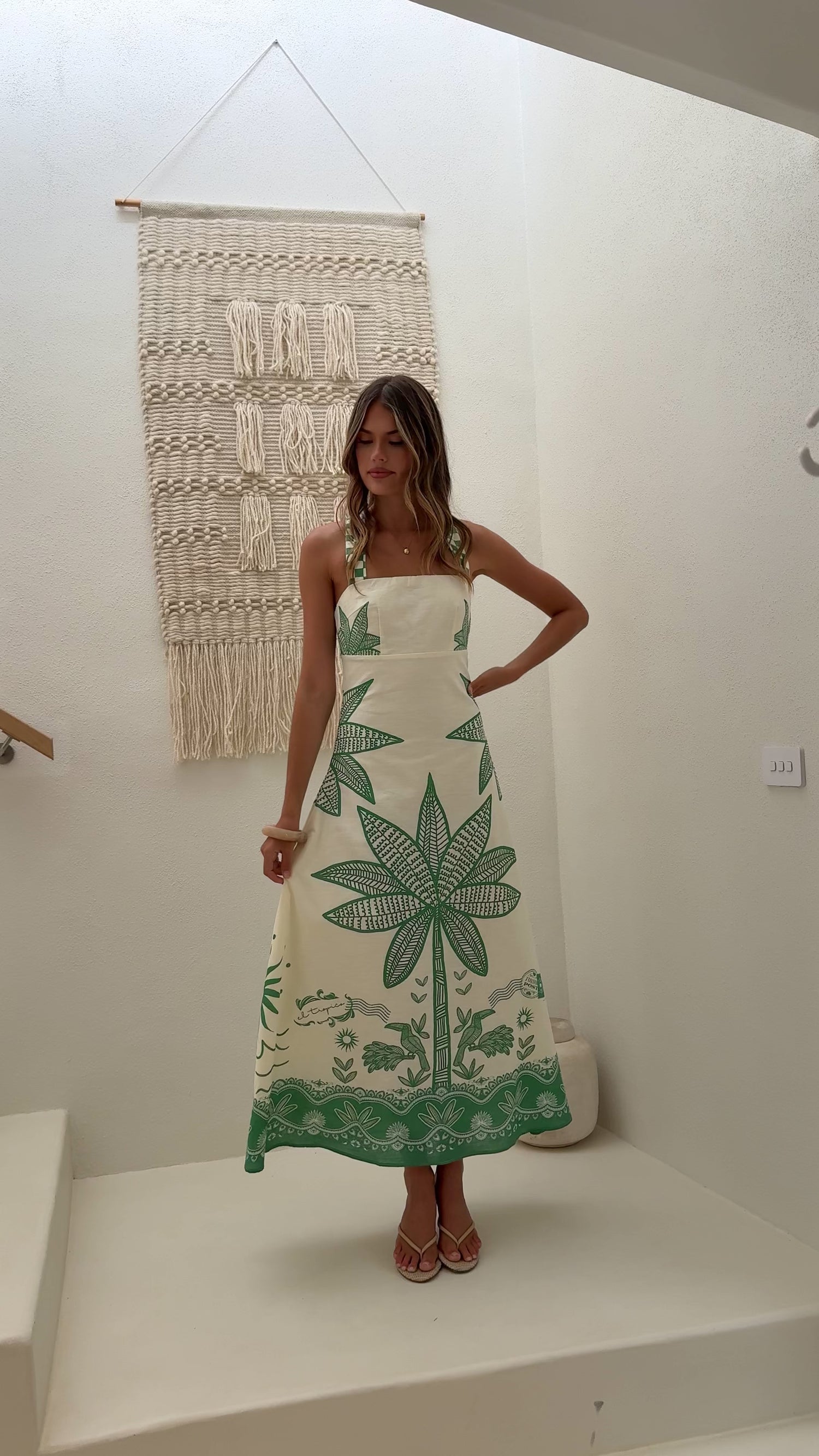 Sella Maxi Dress - Sage Palm Print - Billy J