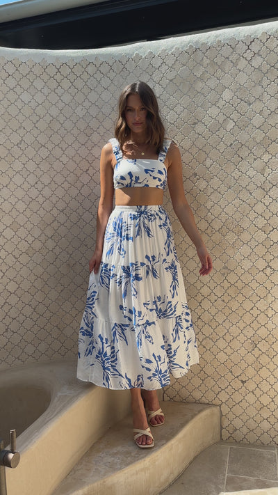 Load and play video in Gallery viewer, Adaya Maxi Skirt - Blue Summer
