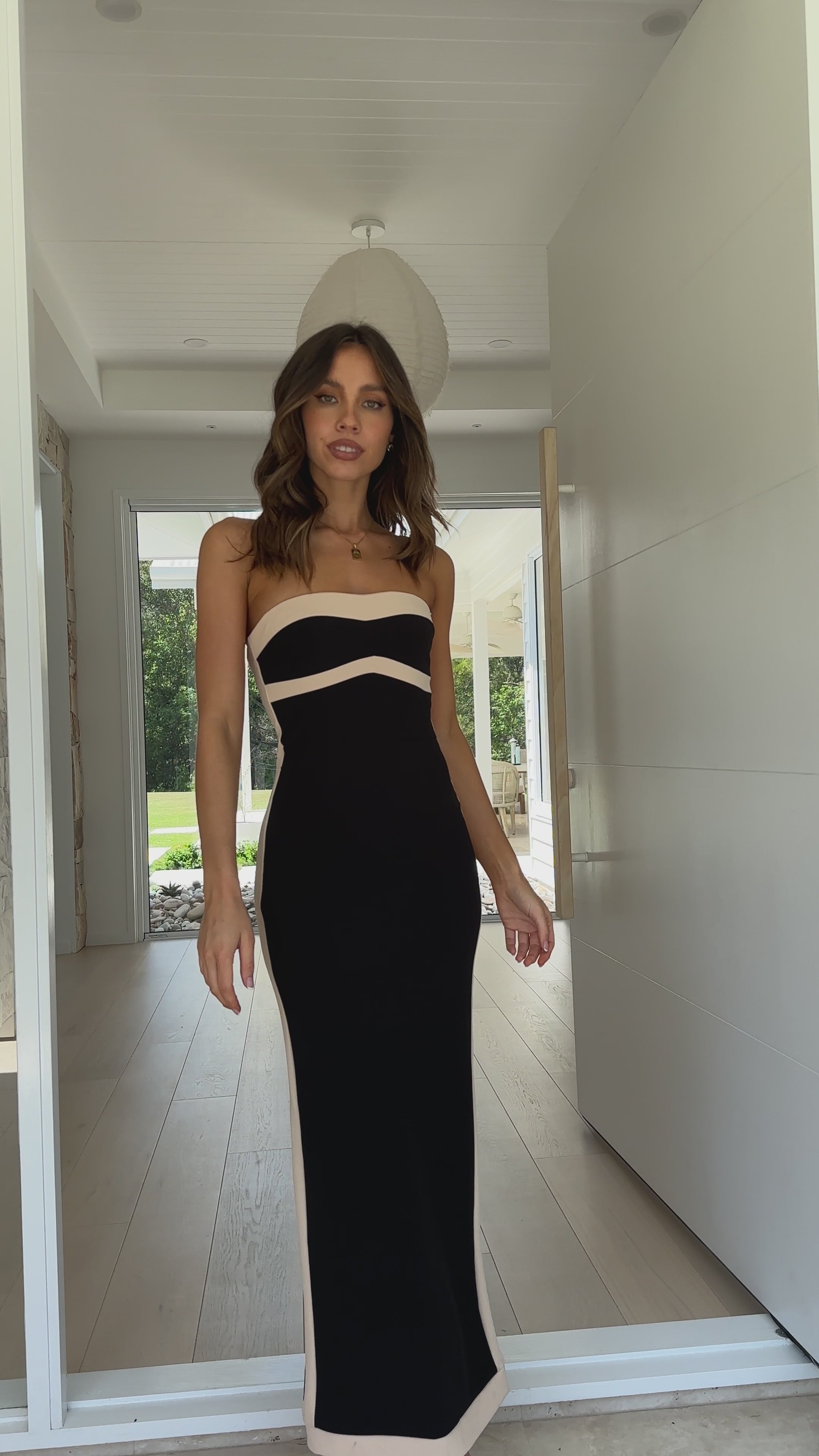 Megan Maxi Dress - Black/Beige