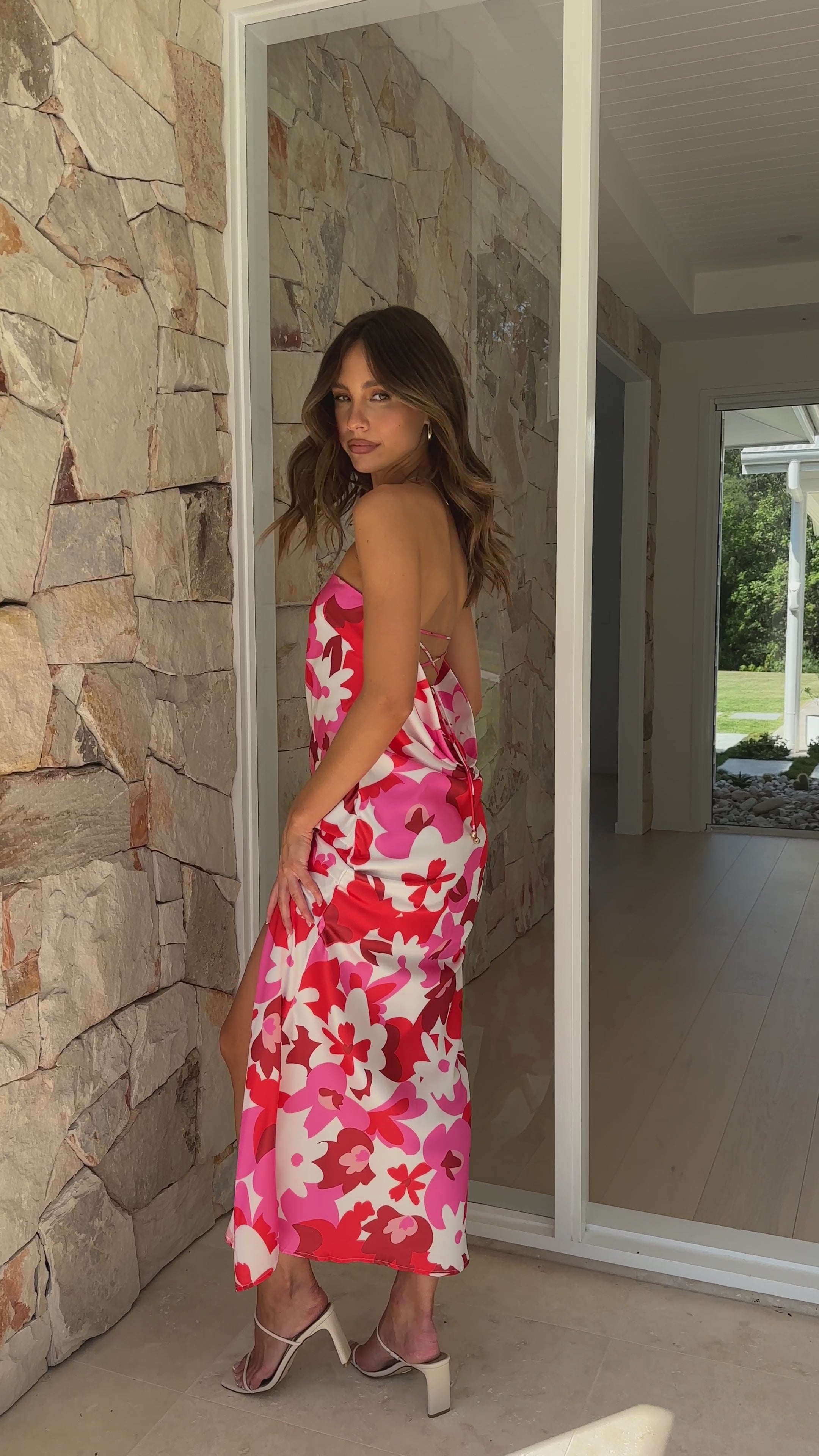 Cailyn Maxi Dress - Red / Pink Floral
