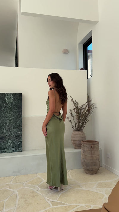 Load and play video in Gallery viewer, Sia Maxi Dress - Olive
