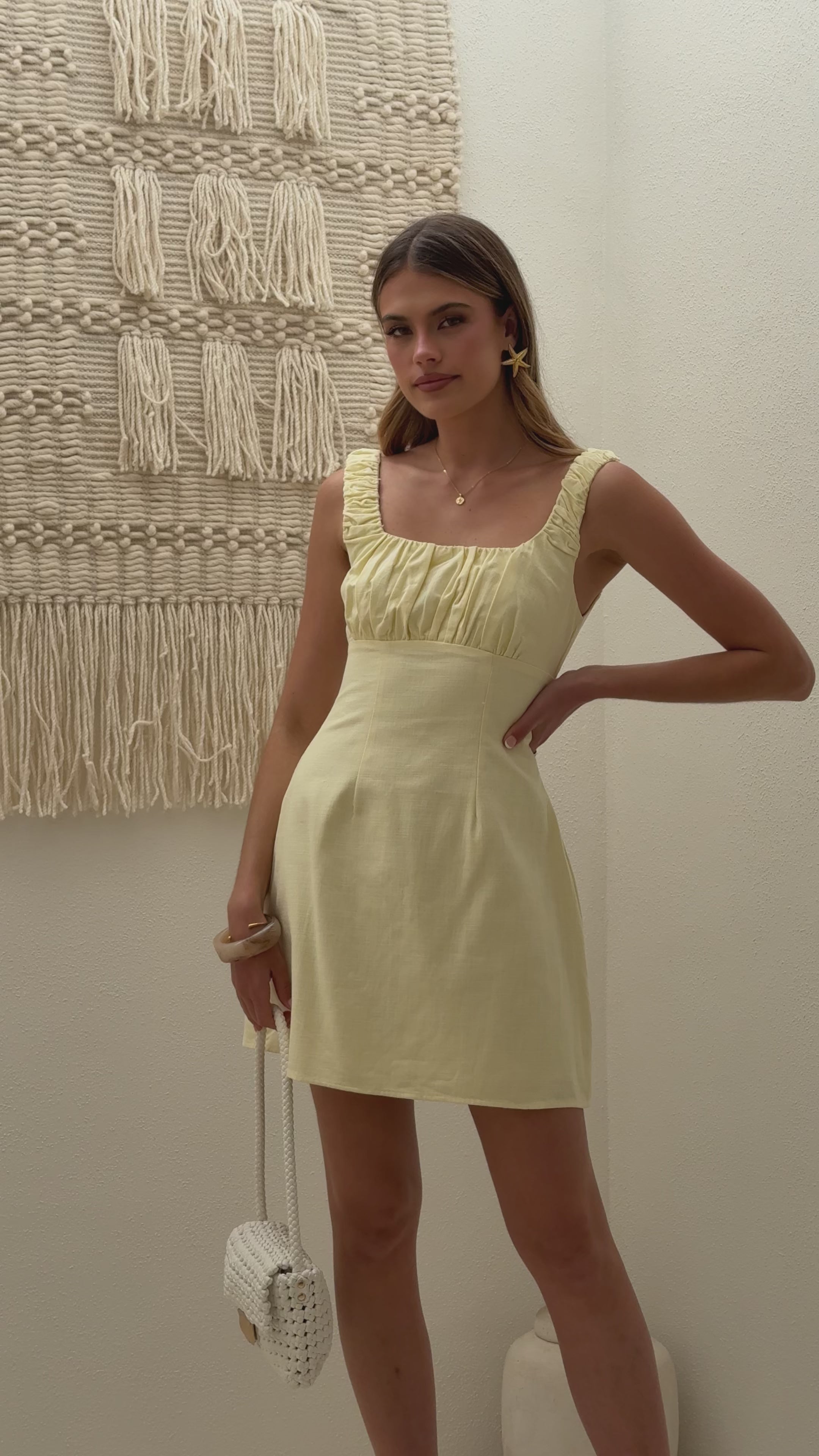 Load video: Adley Mini Dress - Butter - Billy J