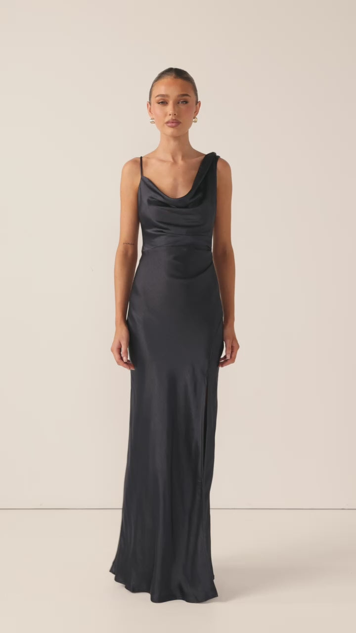Iris Asymmetrical Maxi Dress - Navy - Billy J