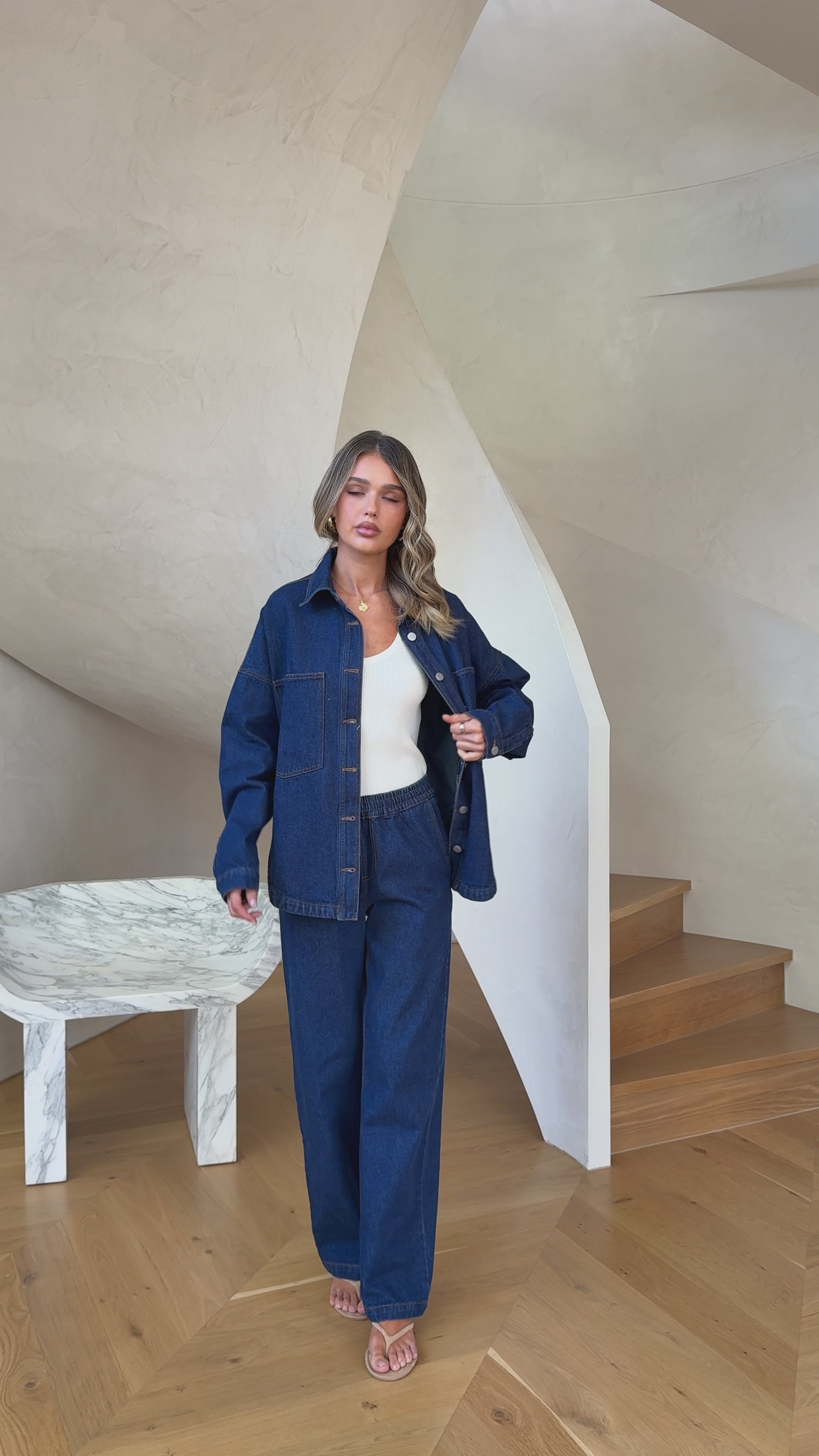 Zina Denim Pants - Dark Blue - Billy J