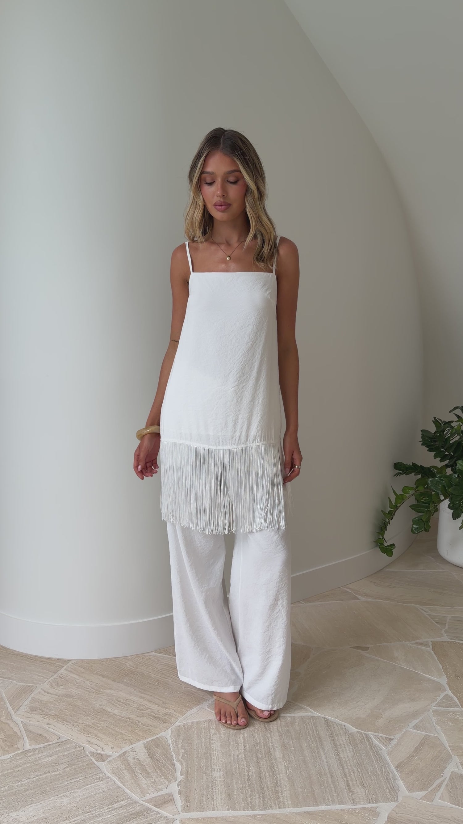 Mila Fringe Top - White - Billy J